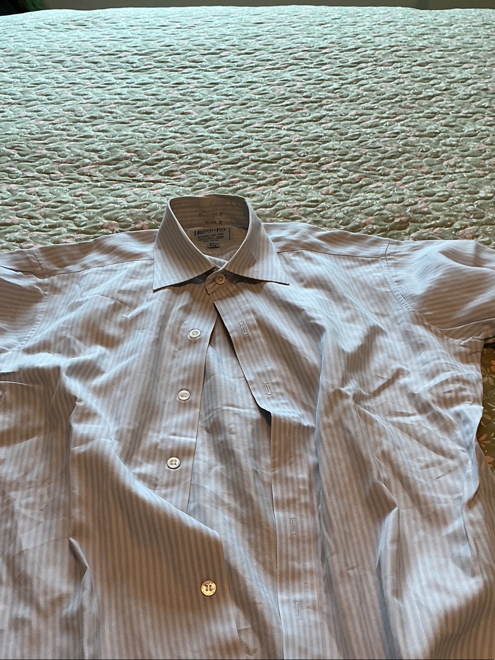 Hilditch & KEY  Blue Pinstripe French Cuff Dress Shirt 14.5
